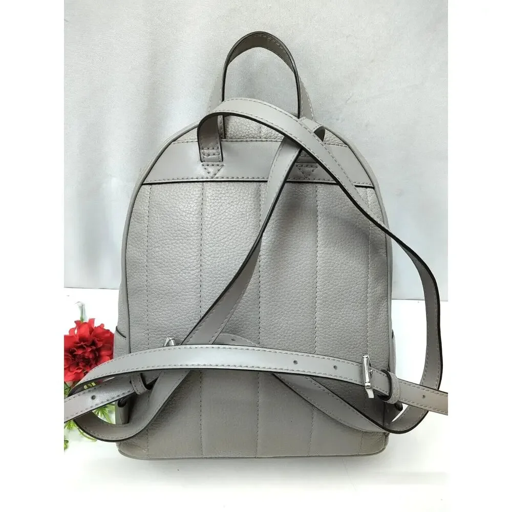 Michael Kors Kenly Pear Gray Pebbled Leather Studded Zip Pocket Backpack - $368